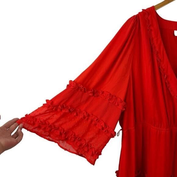 Alexis Target Dress Angel Sleeve Tiered Ruffle Orange Chiffon Plus Size 2X Boho - Picture 4 of 16